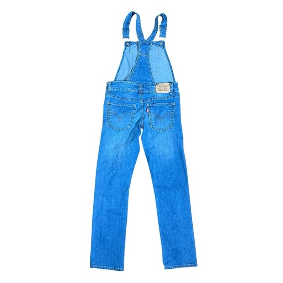Levi’s Denim Bib Overalls Girl’s Size 7 Regular Medium Wash Straight Leg - Picture 3 of 9